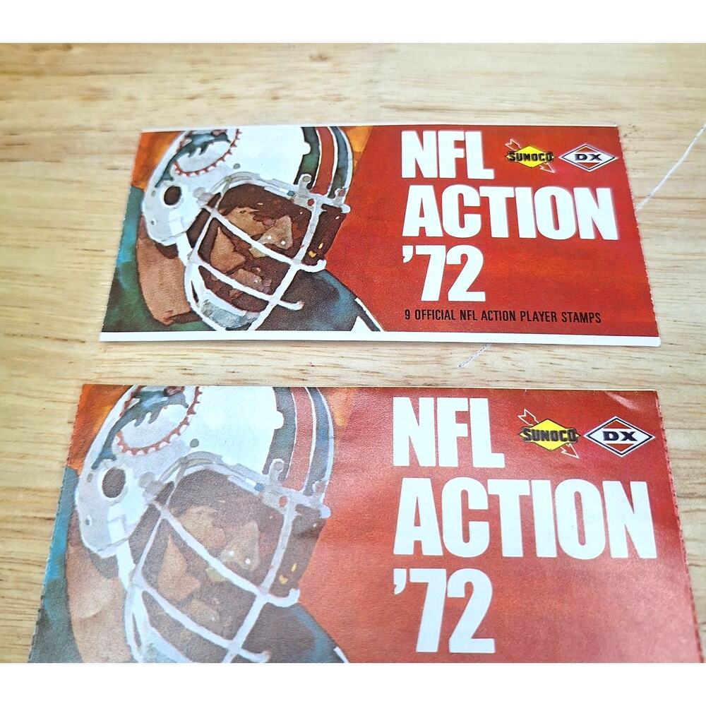VINTAGE 1972 SUNOCO DX FOOTBALL STAMPS, 3 PACKETS LOT OPEN 70's RETRO DOUBLES